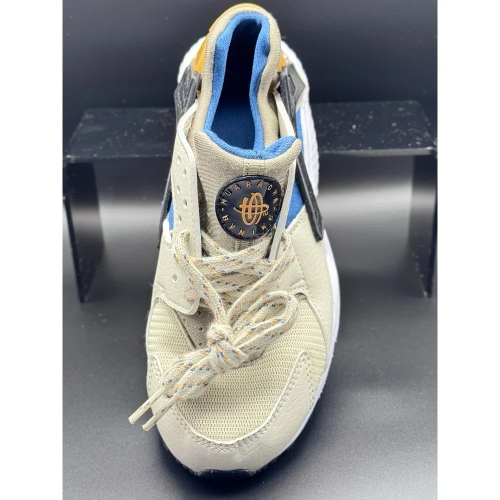 Size 4Y- Nike Huarache Kids Sneaker Shoes, Pre-owned, White/Blue/Black